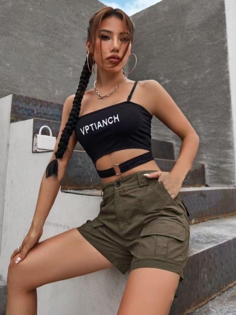 Damen Cargo-Shorts mit praktischen Seitentaschen und bequemer Passform W&W Mode