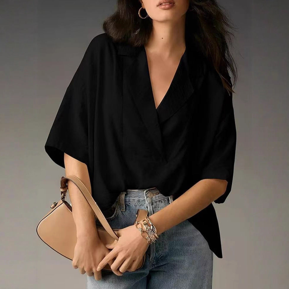 Damen lässige Seidenbluse mit schickem Schnitt WW
