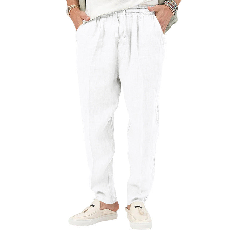 Herren Leichte Leinenhose mit elastischem Bund und praktischen Eingrifftaschen W&W Mode