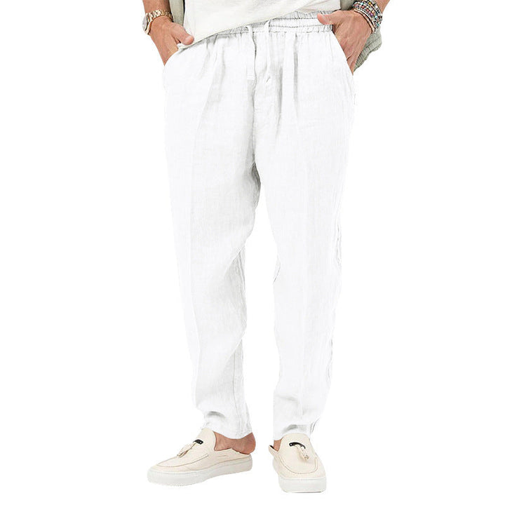 Herren Leichte Leinenhose mit elastischem Bund und praktischen Eingrifftaschen W&W Mode