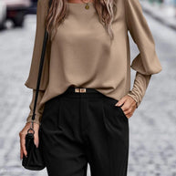 Damen Bluse mit eleganten Puffärmeln und fließendem Stoff WW