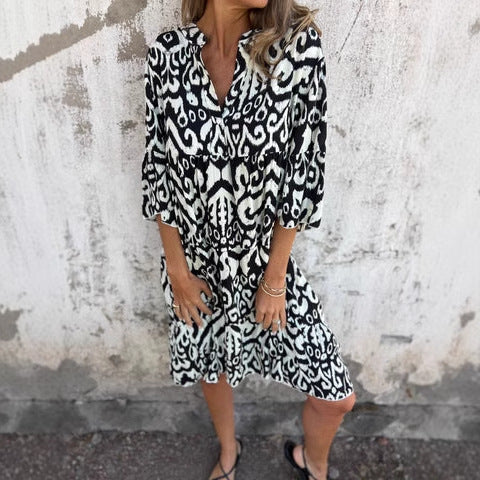 Damen Shirtkleid mit raffiniertem Muster WW