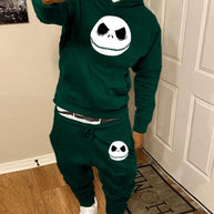 Damen Sportliches Hoodie- und Jogginghose-Set mit Jack Skellington-Motiv WW