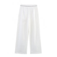 Damen weite Hochkannt-Hose mit eleganter Bundverzierung WW