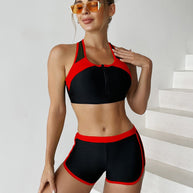 Damen Sportliches Bikini-Set mit hochfunktionalem Oberteil und Shorts WW