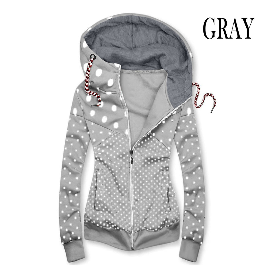 Damen Sportliche Kapuzenjacke mit verspieltem Punkte-Muster WW