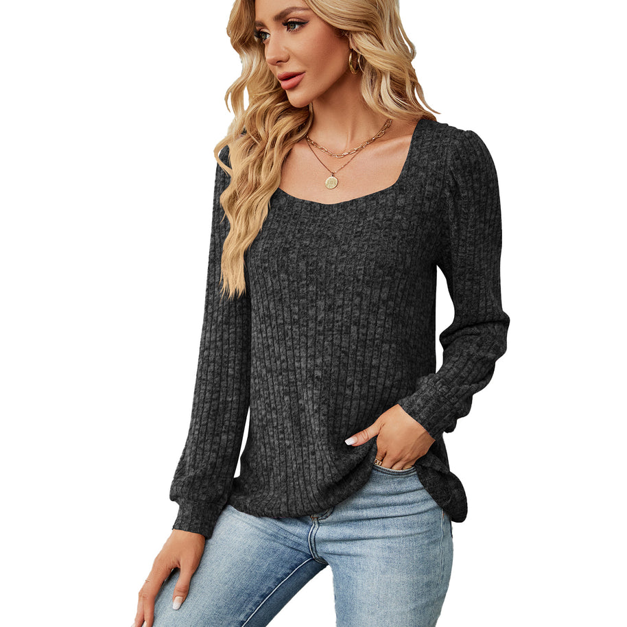 Damen bequemer Pullover mit strukturiertem Feinstrick und weitem Ausschnitt WW