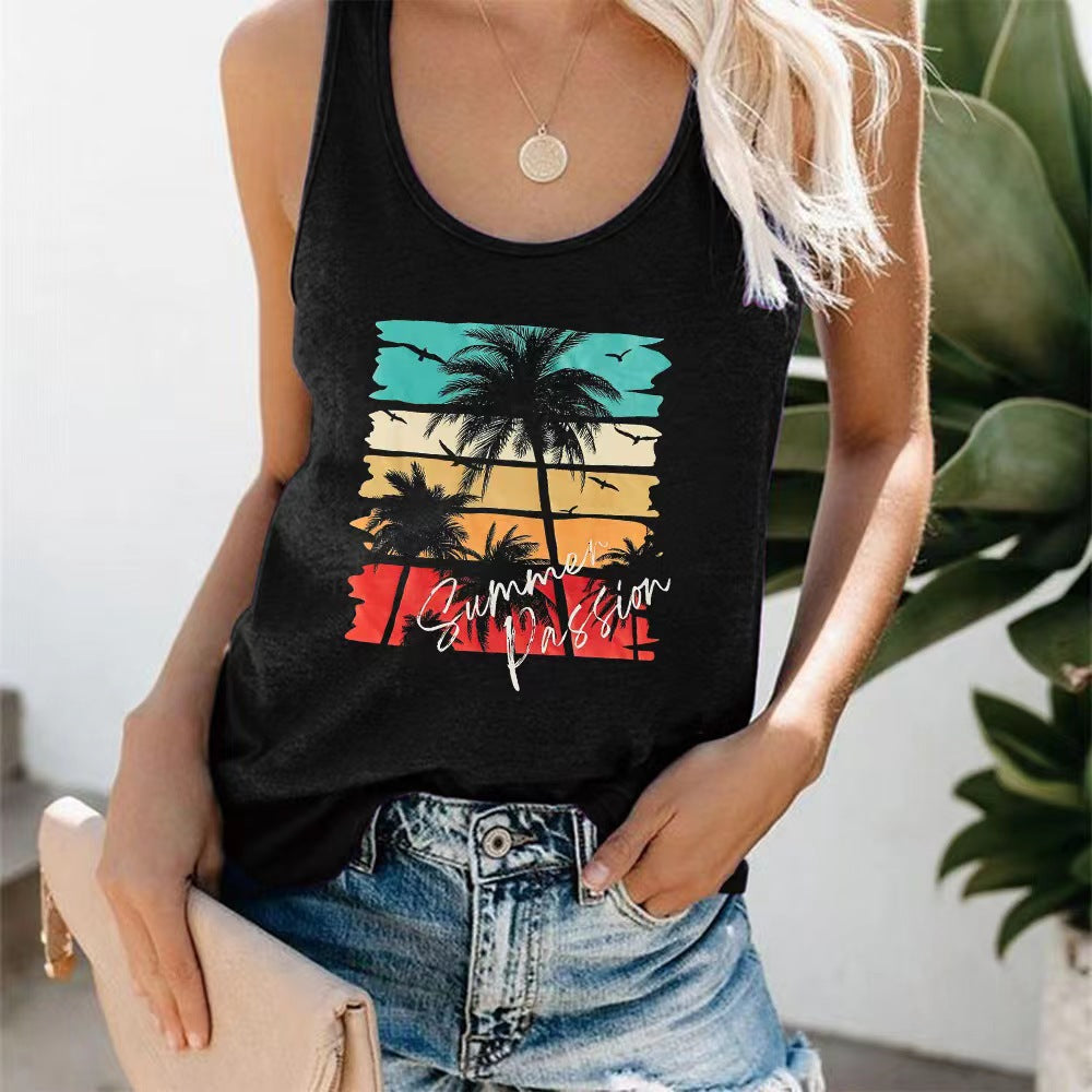 Damen ärmelloses Freizeitshirt mit trendigem Grafikdesign WW