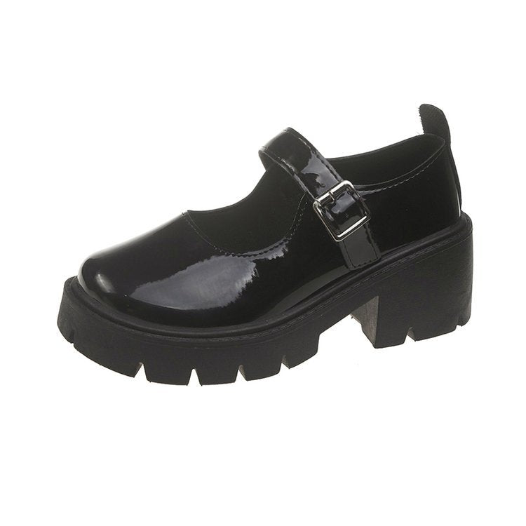 Damen Retro-Mary Jane Schuhe mit stabiler Plateausohle W&W Mode