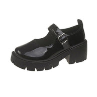 Damen Retro-Mary Jane Schuhe mit stabiler Plateausohle W&W