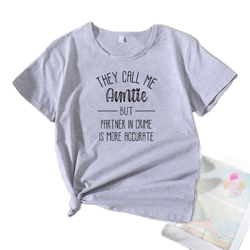 Frauen Verspielt Tante Grafik T-Shirt WW