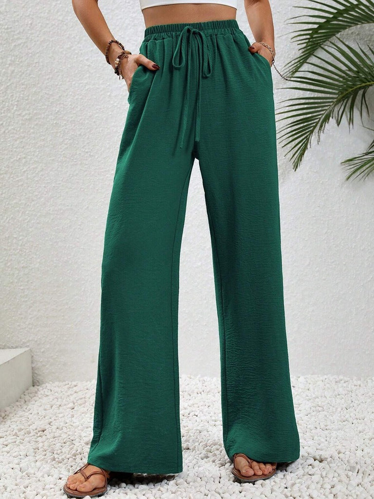 Damen Weite Sommerhose mit elastischem Bund und Tasche WW