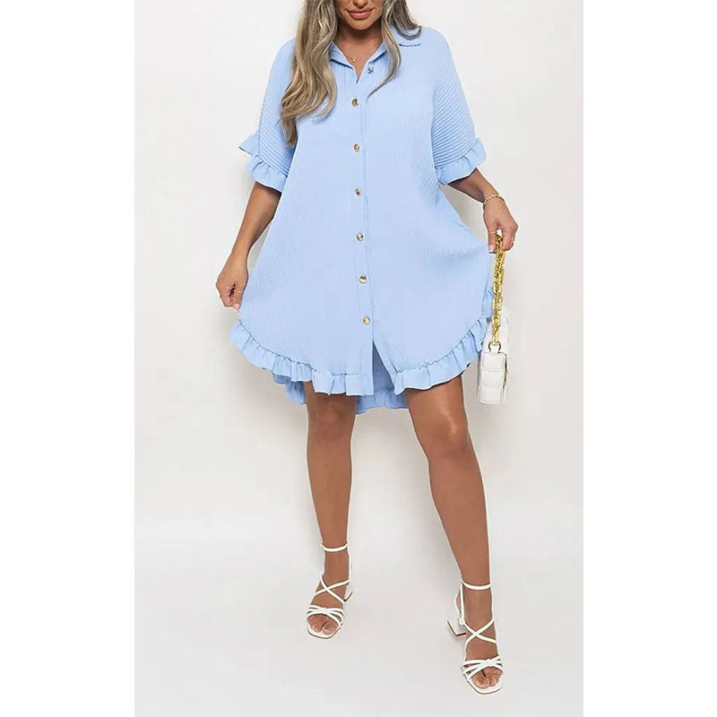 Damen Hemdkleid mit frischem Schnitt und lässigen Volant-Details WW