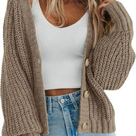 Damen Strickjacke mit Ballonärmeln WW