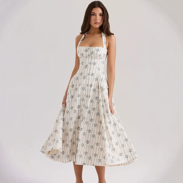 Damen A-Linien Sommerkleid mit floralem Muster WW