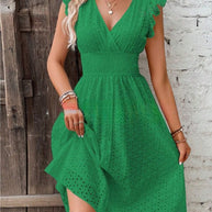 Damen Sommerliches Kleid mit bezauberndem Spitzenmuster und Rüschendetails WW