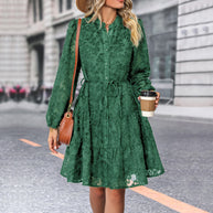 Damen Blusenkleid mit hochgeschlossener Leiste und verspieltem Design WW