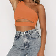 Damen Crop-Top mit asymmetrischem Design und Cut-Out-Details WW