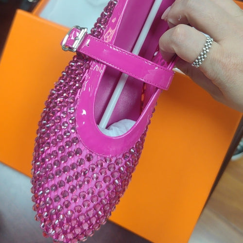 Damen Strass-beschmückte Mary Jane Flats WW