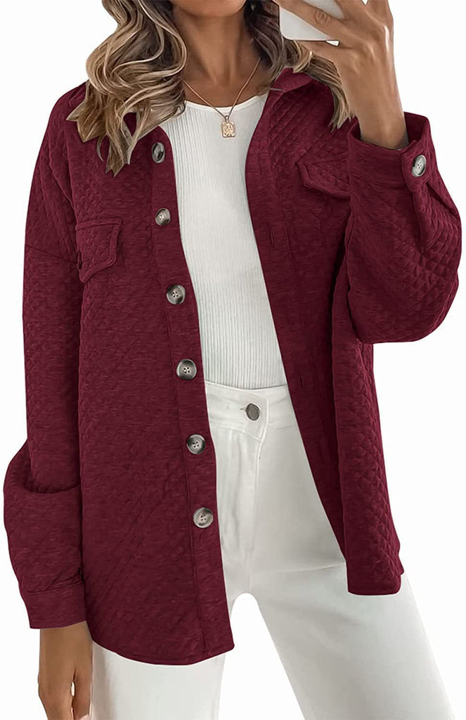 Damen Lässige Oversize-Hemdjacke mit strukturiertem Design und aufgesetzten Taschen WW