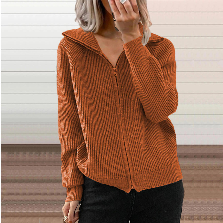 Damen Strickjacke mit Reißverschluss und Hoodie WW