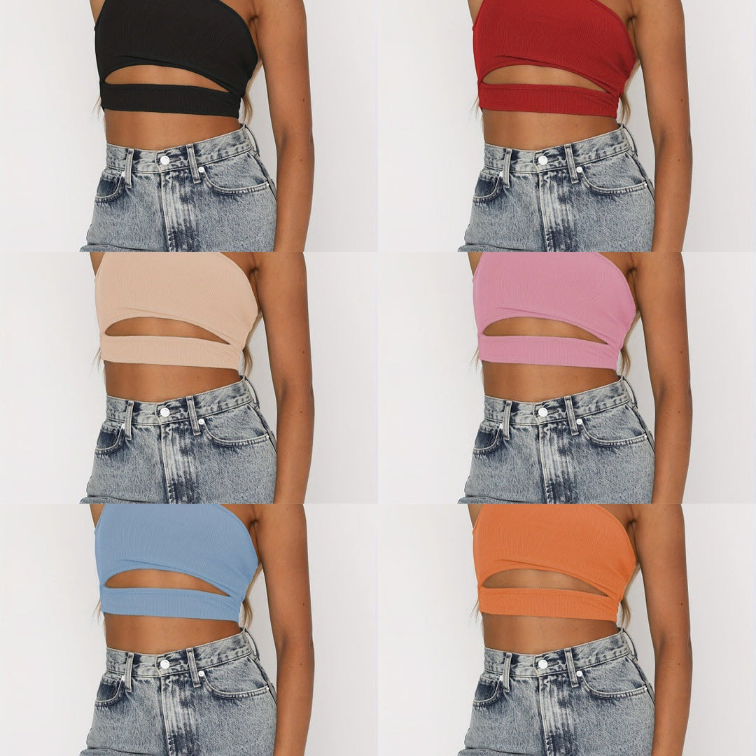Damen Crop-Top mit asymmetrischem Design und Cut-Out-Details W&W Mode