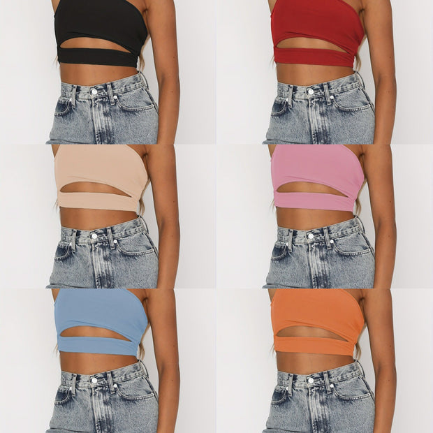 Damen Crop-Top mit asymmetrischem Design und Cut-Out-Details WW