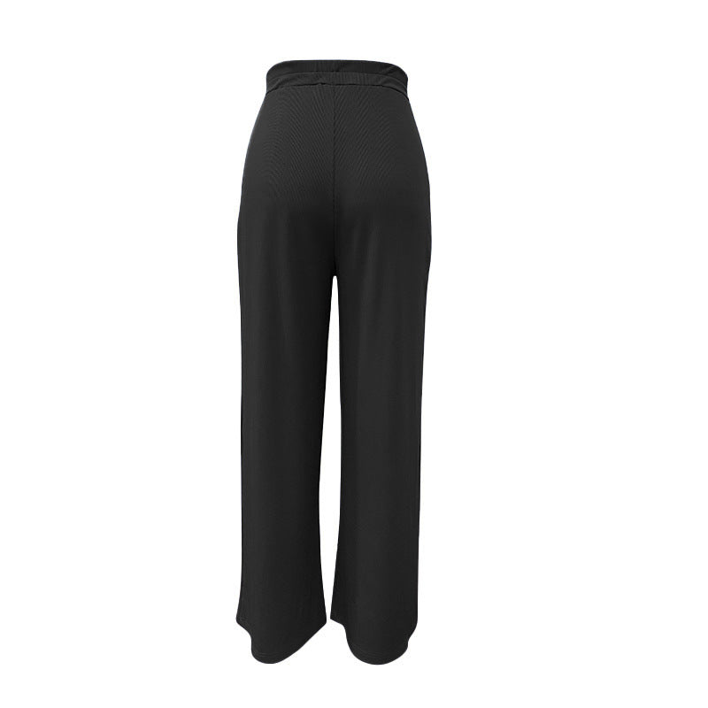 Damen weite Chinohose mit elegantem Faltenwurf und hohem Bund WW
