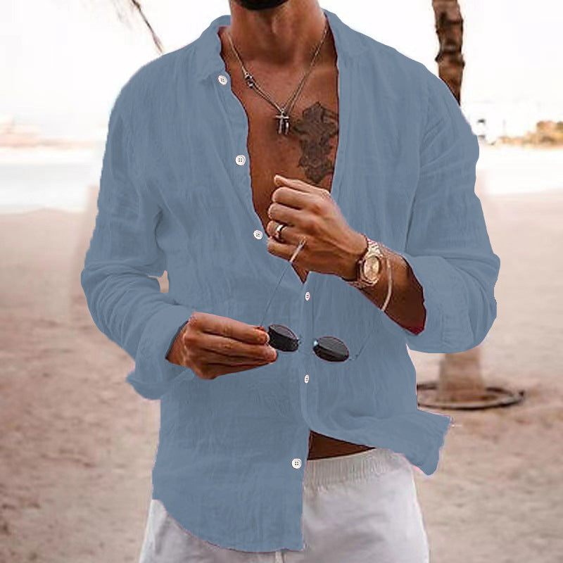 Herren Leinenhemd mit legere Passform und atmungsaktiven Eigenschaften WW