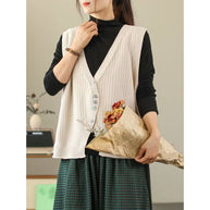 Damen Strickweste mit Knopfdetails und tiefem V-Ausschnitt WW