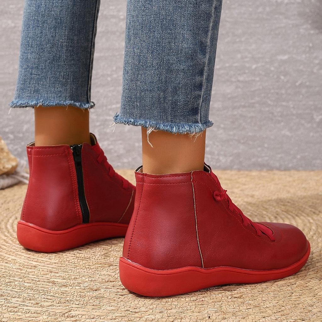 Damen Schnürstiefeletten mit rutschfester Sohle und atmungsaktivem Mesh-Einsatz WW