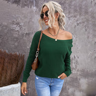 Damen lässiger Strickpullover mit offenem Rückendesign WW