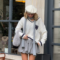 Damen Pullover mit Struktur und V-Ausschnitt WW