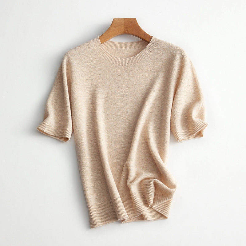 Damen Kurzarm Cashmere-Mix Pullover WW