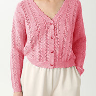 Damen Strickcardigan mit femininer Rüsche und Knopfdetails WW