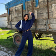 Damen Sportliche Oversize Trainingsjacke und Hose Set WW