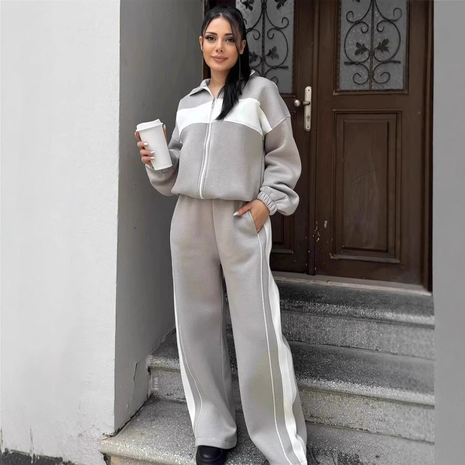 Damen sportliches Fleece-Set mit hohem Kragen und feuchtigkeitsregulierenden Eigenschaften WW