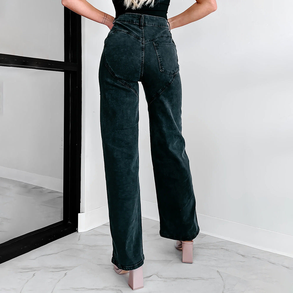 W&W Mode | Lässige Nieten Ripped Straight Leg Damen Jeans