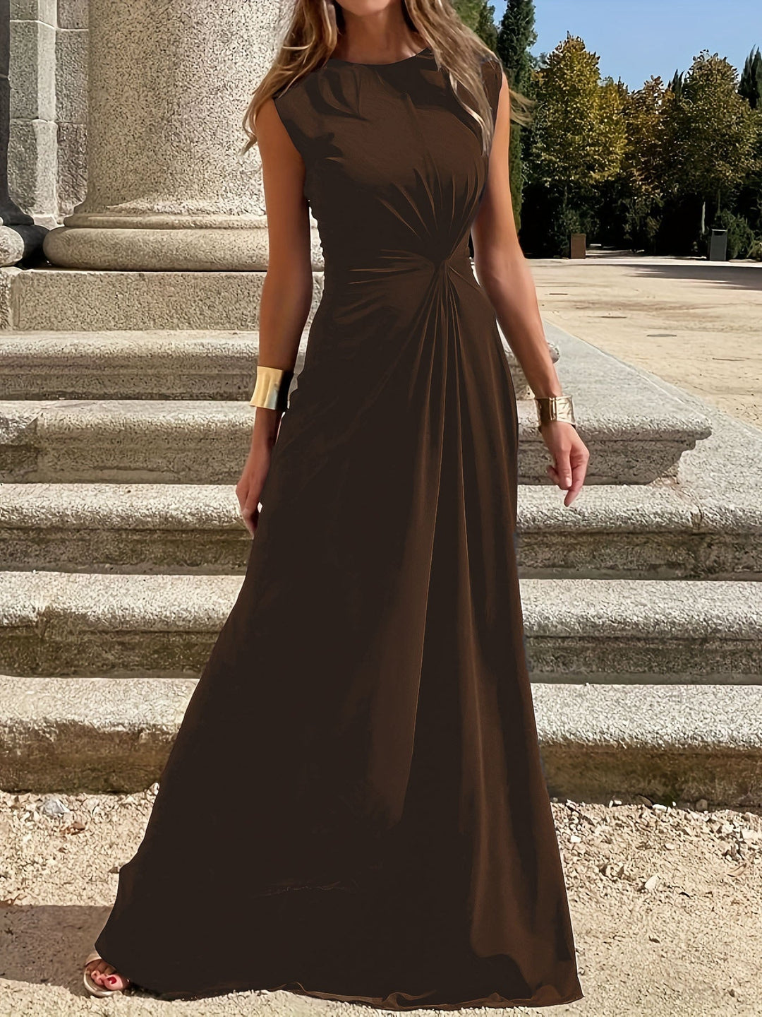 W&W Mode | Elegantes Langarmkleid mit Revers und glattem V-Ausschnitt für Frauen