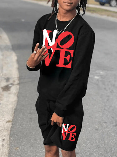 Damen Sportliches Sweatshirt- und Shorts-Set mit auffälligem Druck WW