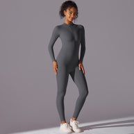 Damen Sportlicher Ganzkörperanzug mit Reißverschluss und elastischem Tragegefühl WW