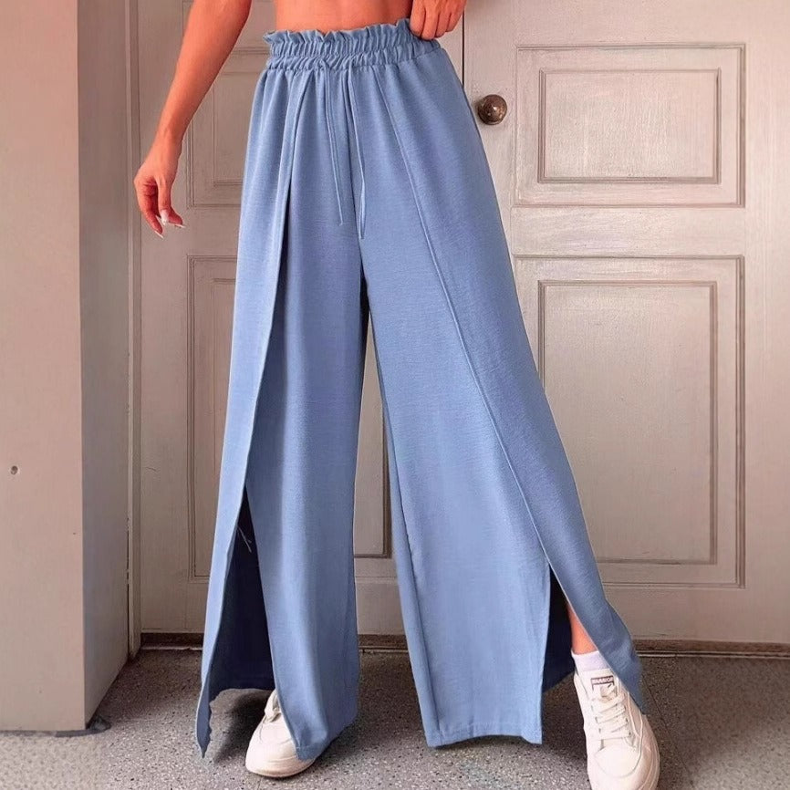 Damen weit geschnittene Schlupfhose mit seitlichen Schlitzen WW