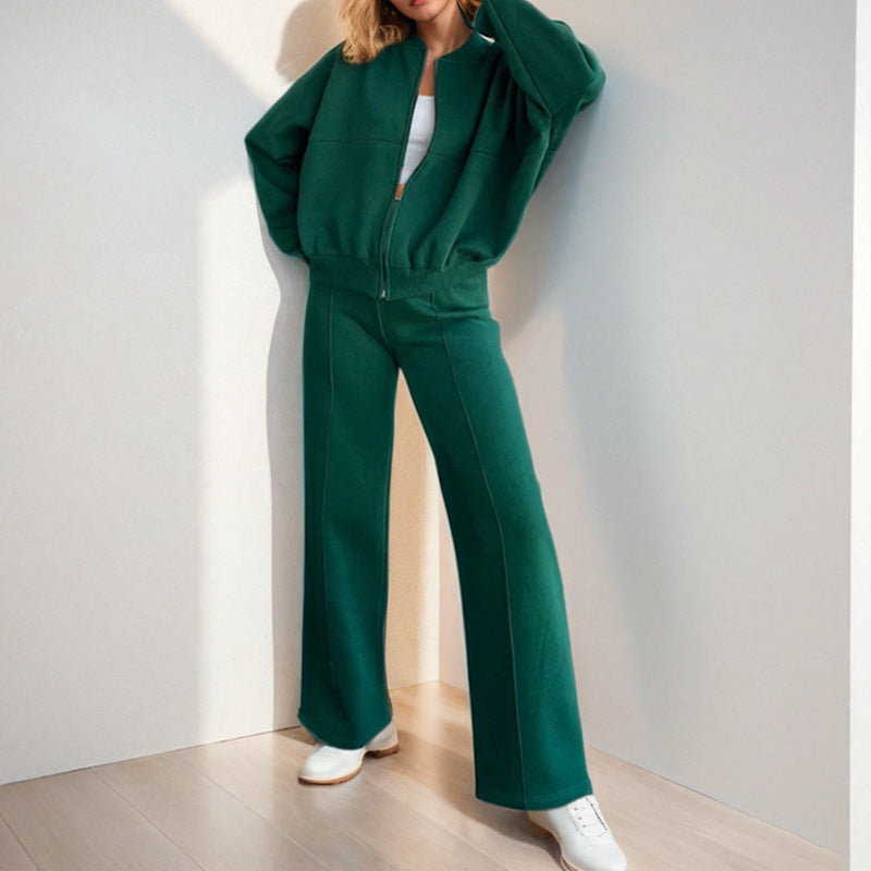 Damen lässiger Zweiteiler mit oversized Hoodie und eleganter Hose W&W Mode
