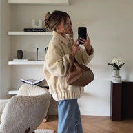 Damen strapazierfähige und kuschelige Teddyjacke mit elastischem Bund WW