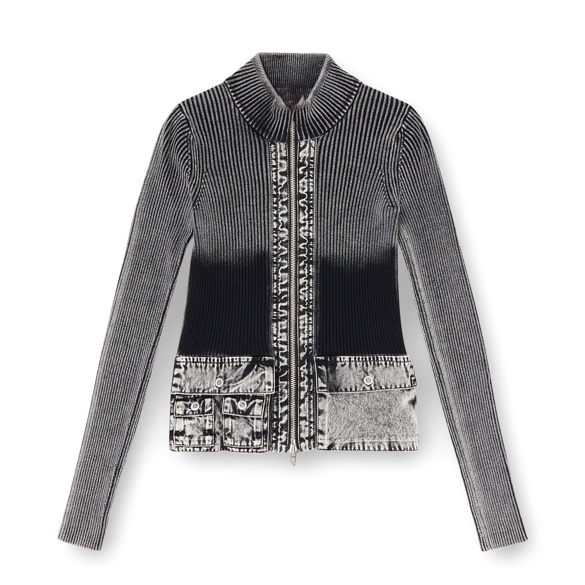 Damen Strickjacke mit denim-inspirierten Taschen und modernem Schnitt WW