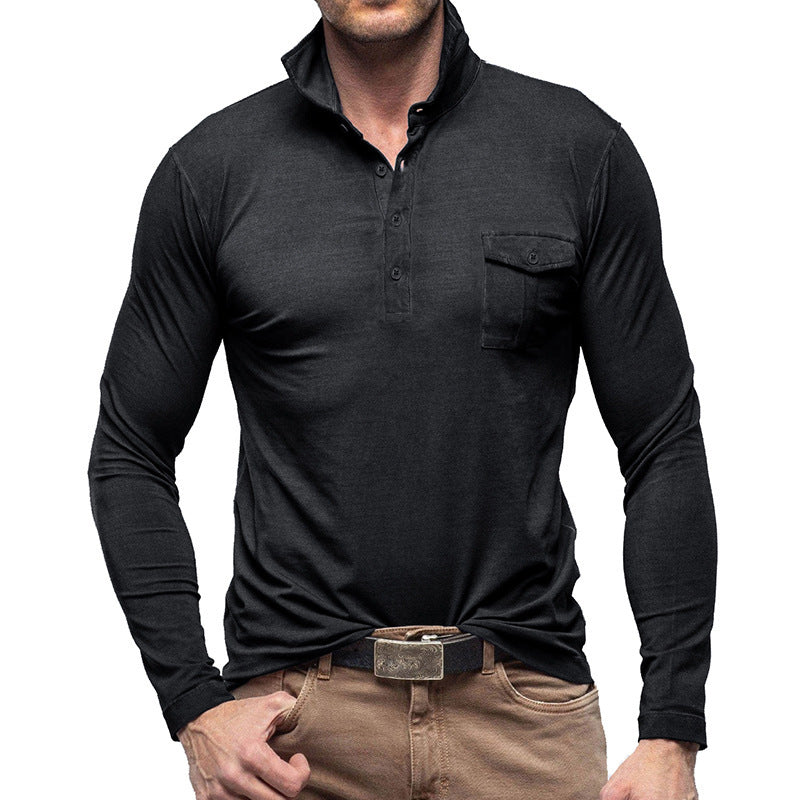 Herren Langarm Poloshirt mit modernem Stehkragen WW