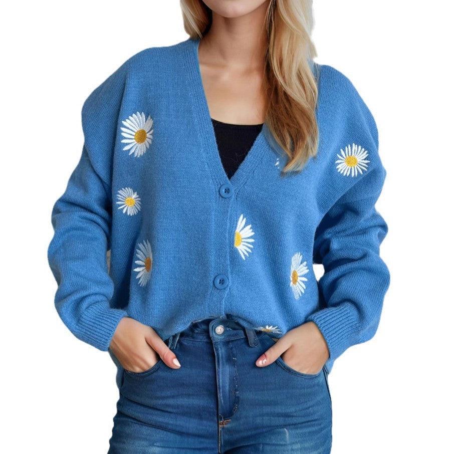 Damen Strickjacke mit floralen Applikationen WW