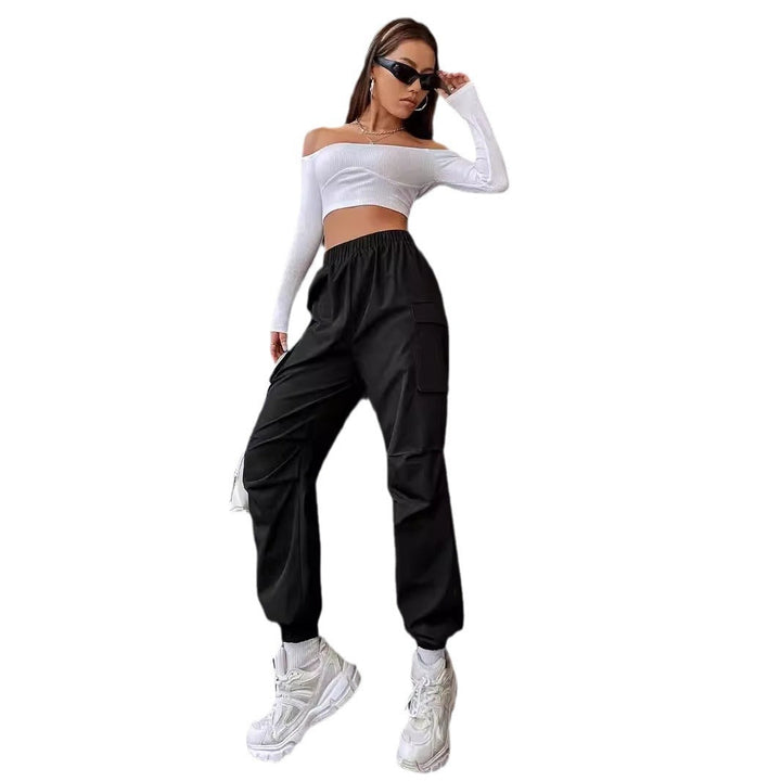 Damen Cargo-Hose mit elastischem Bund und praktischen Taschen W&W Mode