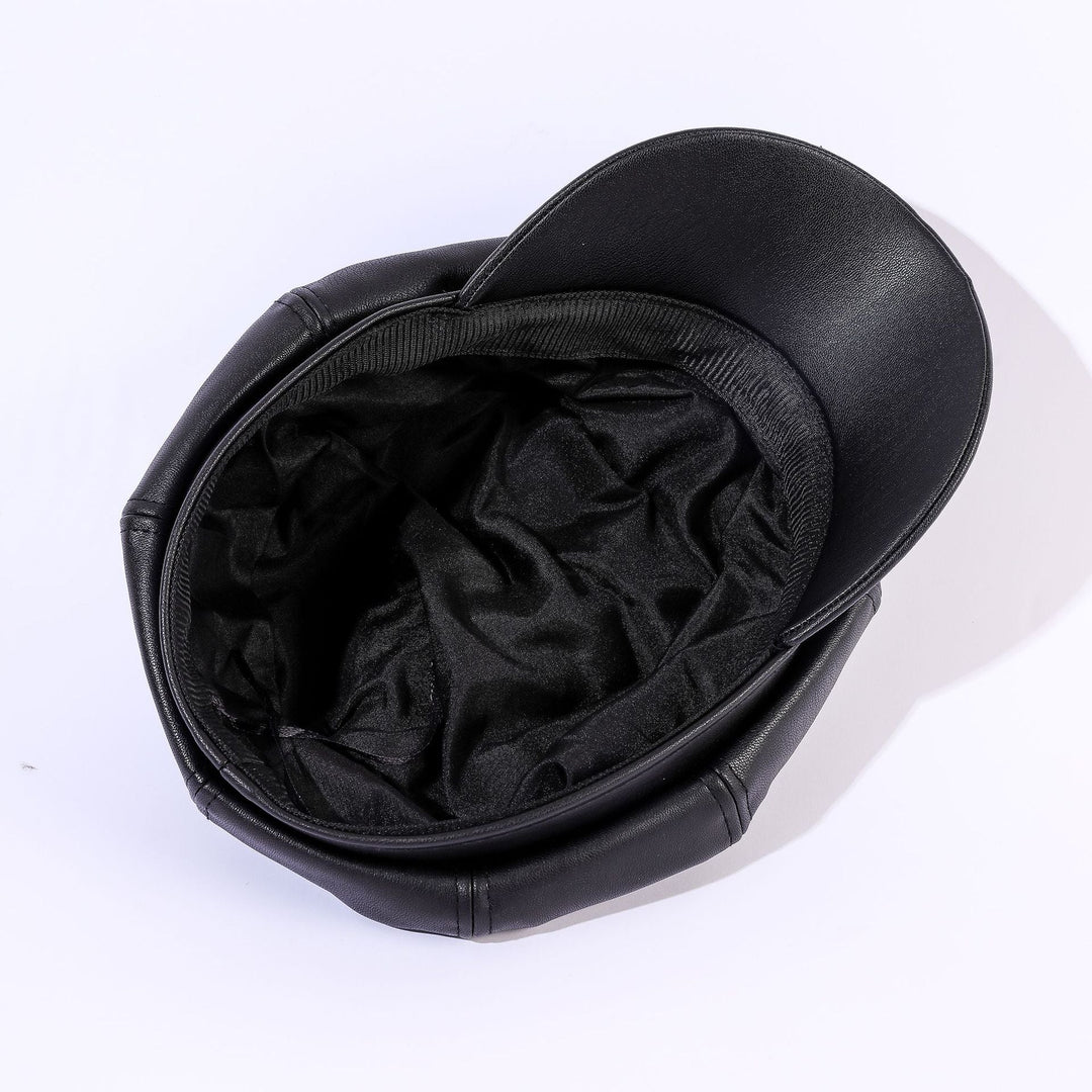 Damen Leder-Baker Boy Cap mit klassischem Design W&W Mode