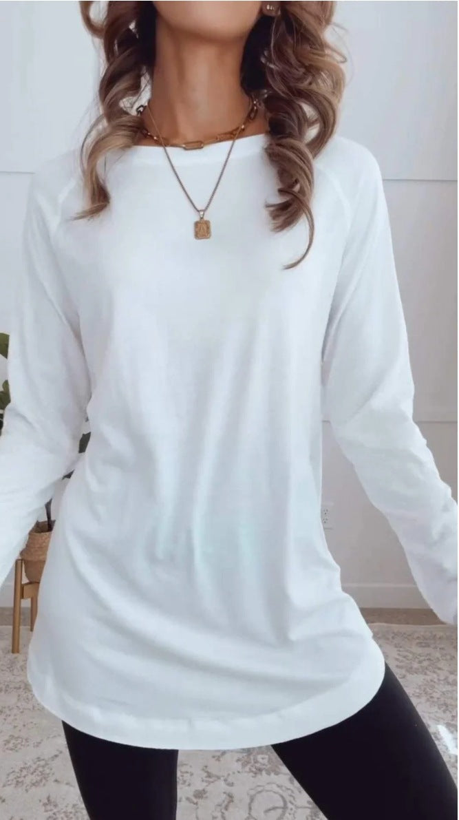 W&W Mode | Einfarbiges Rundhals-Casual-Top